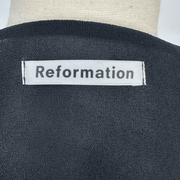 Reformation Brooke Mini Wrap Dress Size S Black Long Sleeve Minimalist - Picture 5 of 11